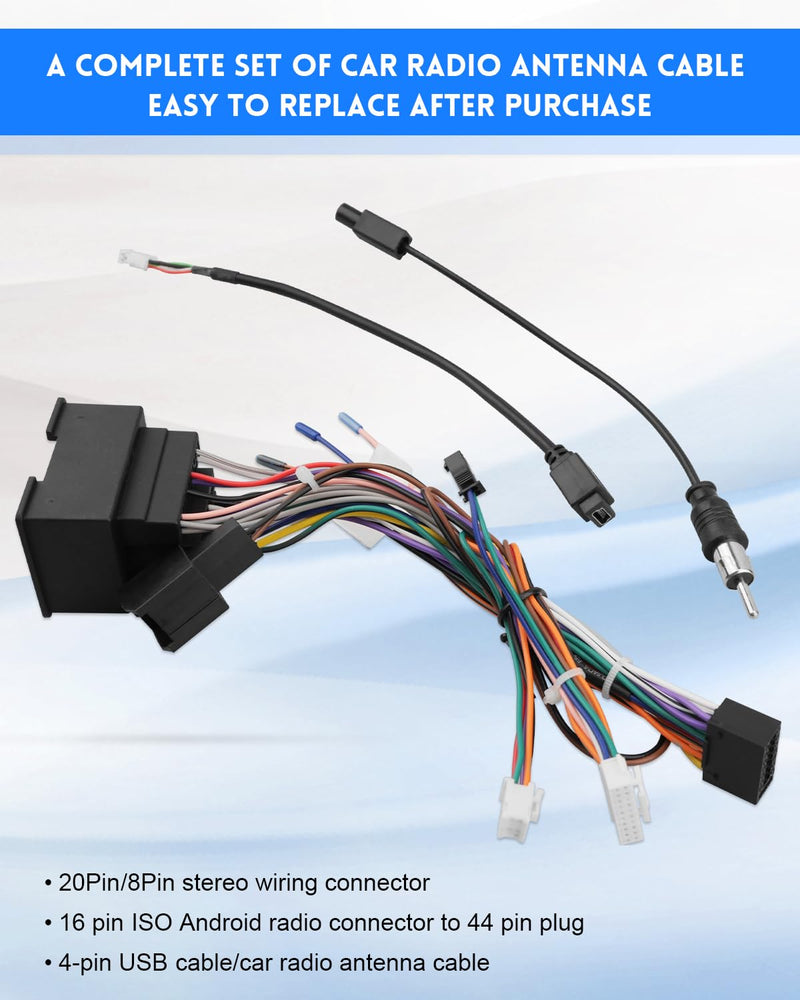 Radio Wiring Harness Kit 44 Pin Fit for Chevrolet Orlando 2012-2014,for Malibu 2013-2015,for Trax Cruze Aveo 2014-2016, 16Pin Stereo Connector with Facotry USB Adapter Antenna Cable