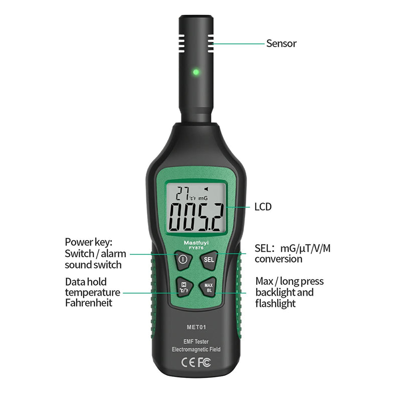 Geiger Counter, EMF Meter Radiation Detector 3 in 1 Digital Radiation Detector Rechargeable Digital Detector Mini EMF Detector with LCD Backlight for Home, Office, Outdoor