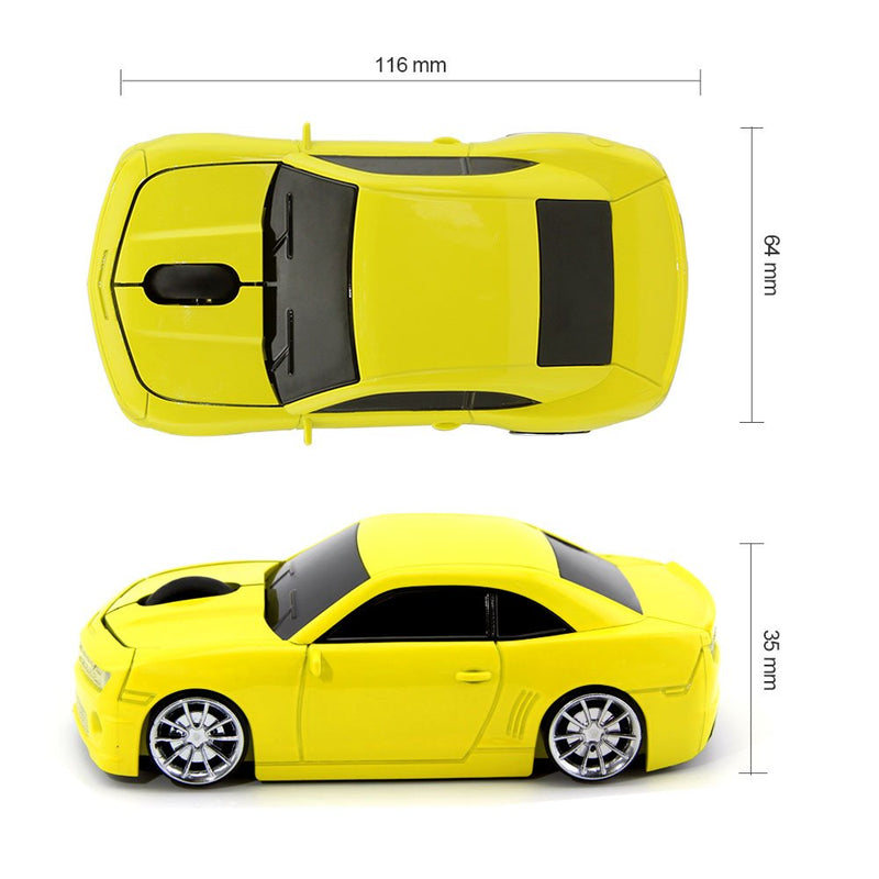 Ai5G for CL Car Mouse Wireless Sport Car Shape Mouse Laptop Desktop Computer Mouse Optical Mice with 2.4GHz Nano USB LED Headlight (Yellow) Yellow
