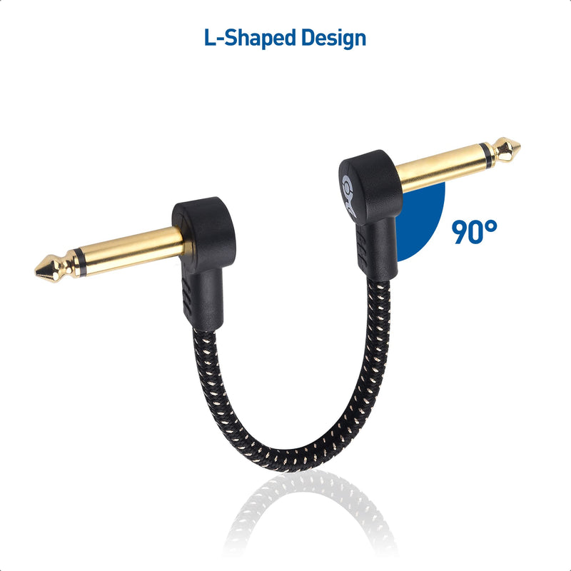 Cable Matters 8-Pack 6 Inches Braided Guitar Patch Cable (Guitar Effect Pedal Cables) with Gold-Plated Connectors in Black
