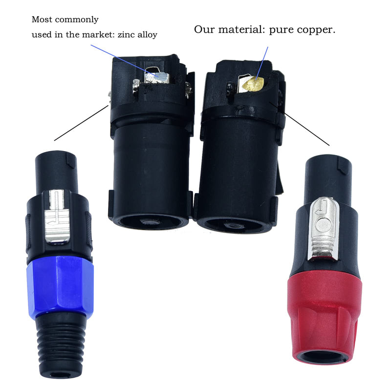 Speak on 2Pcs Professional Speakon to 1/4 Inch ts Speaker Cable for pa Jack Pair 14 awg Gauge Male Audio Port Plug Amplifier Connection dj amp Heavy Duty bocina Cord Wire ft with Twist Lock(3 feet) 3 feet
