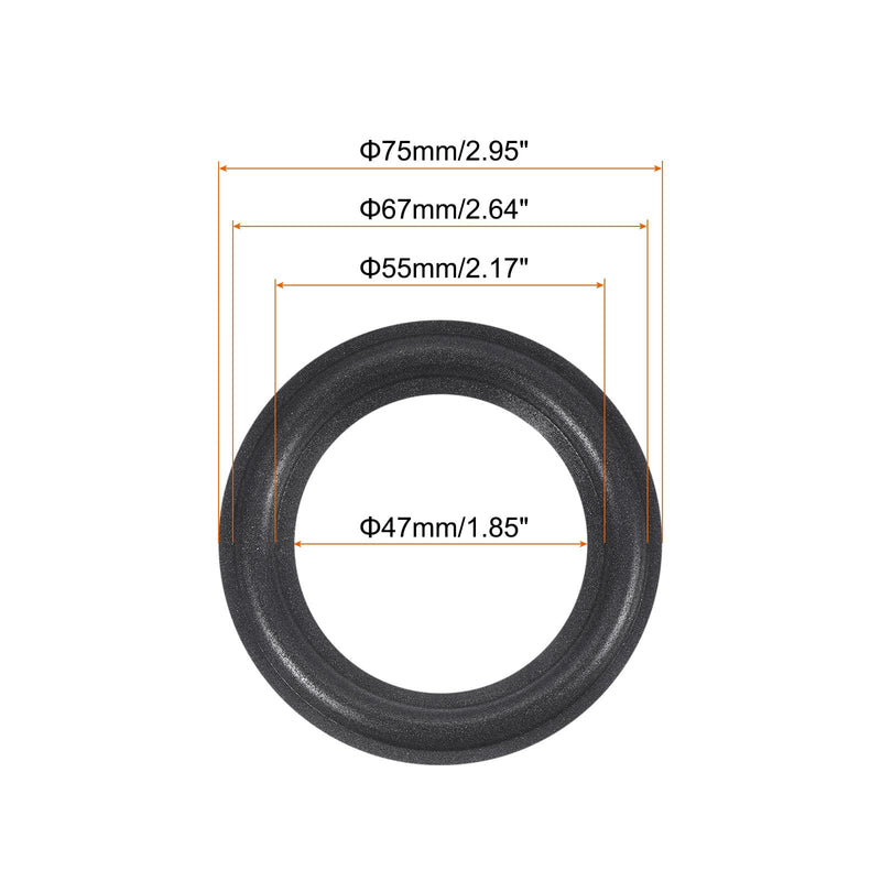 MECCANIXITY Rubber Speaker Foam Edge Surround Rings 3 Inch 47mmx75mm Perforated Subwoofer Rings Replacement Parts for Speaker Repair or DIY Black 2 Pcs