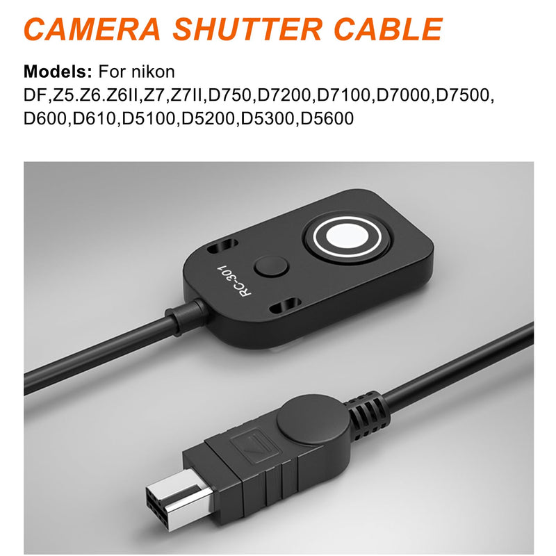 for NK Remote Cable RC301-DC2 Small Shutter Release Remote controlDF,Z5.Z6.Z6II,Z7,Z7II,D7100,D7200,D750,D600,D610,D90 D5600,D5300,D3300 Short Button (RC301-DC2 NK 11.8in/30cm) RC301-DC2 NK 11.8in/30cm