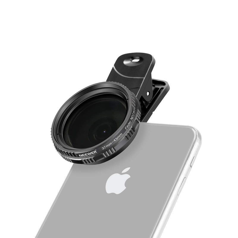 NEEWER 37mm Clip On ND2-ND400 Phone Lens ND Filter Kit: Adjustable Neutral Density Filter with Phone Clip Compatible with iPhone 14/14Pro/14Pro Max Samsung Android Smartphones iPad and More