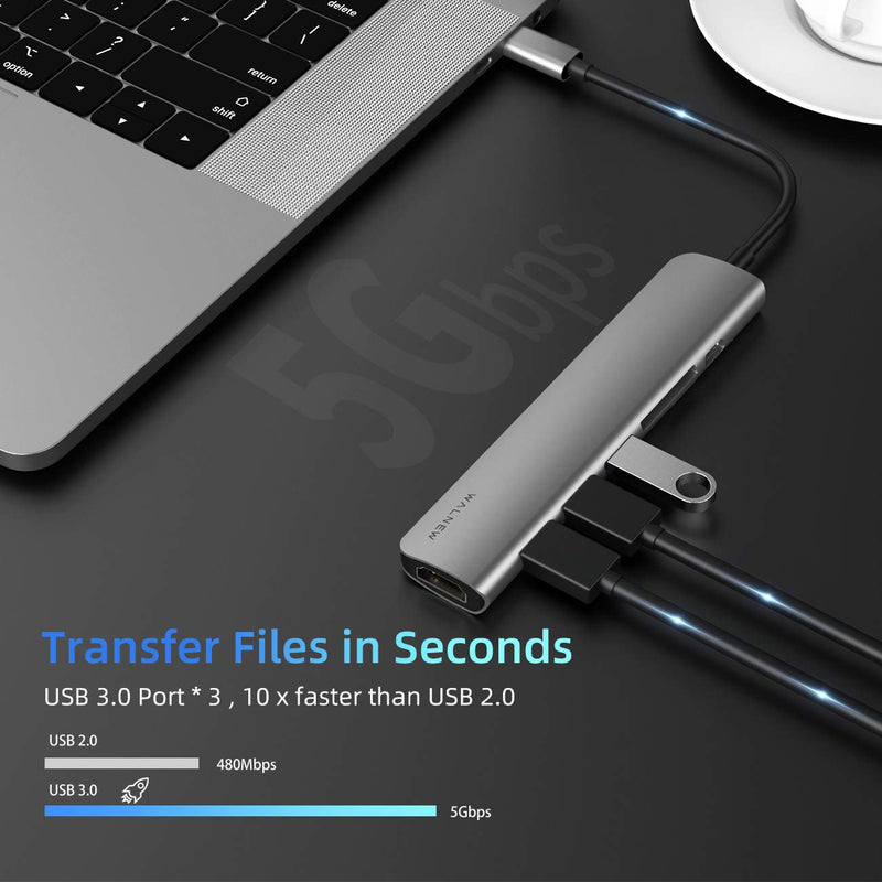 WALNEW USB C to Ethernet Adapter & 7-in-1 USB C Hub Bundle