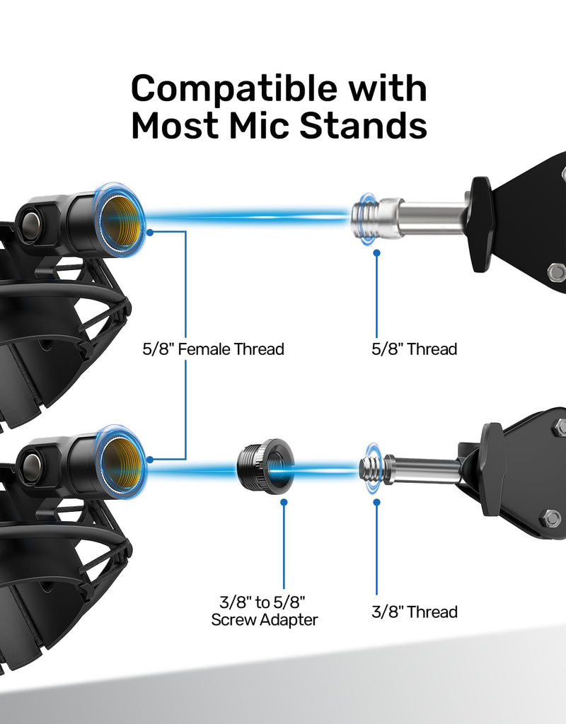 Custom Built for Blue yeti x Shock Mount, 2025 Upgrade Anti-Vibration Suspension Elastic Shock Mount Holder Clip Mics Stand Compatible with Blue yeti x Microphone