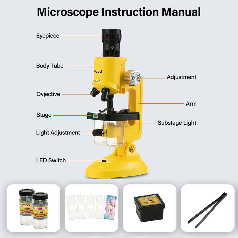 [AUSTRALIA] - Little World Microscope for Kids, 100x 400x and 1200x Science Kits for Kids Age 5-7 Age 8-12, Microscope Beginner Kit with LED, Learning Resources Toys, Science Experiment STEM Kits for Boys Girls 