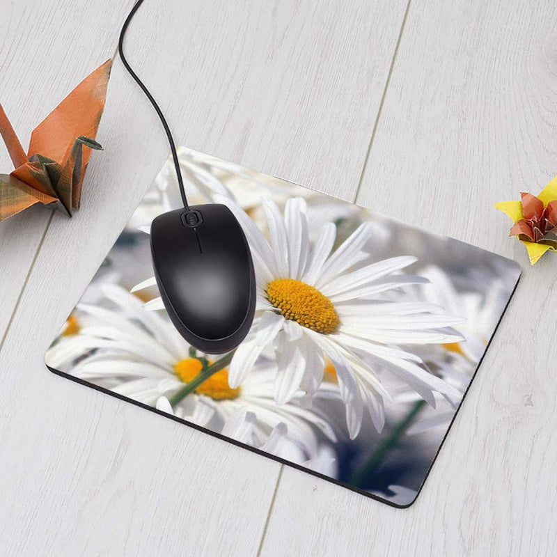 Nicokee Daisy Gaming Mousepad White Pure Daisy Flower Mouse Pad Mouse Mat for Computer Desk Laptop Office 9.5 X 7.9 Inch Non-Slip Rubber M02-016