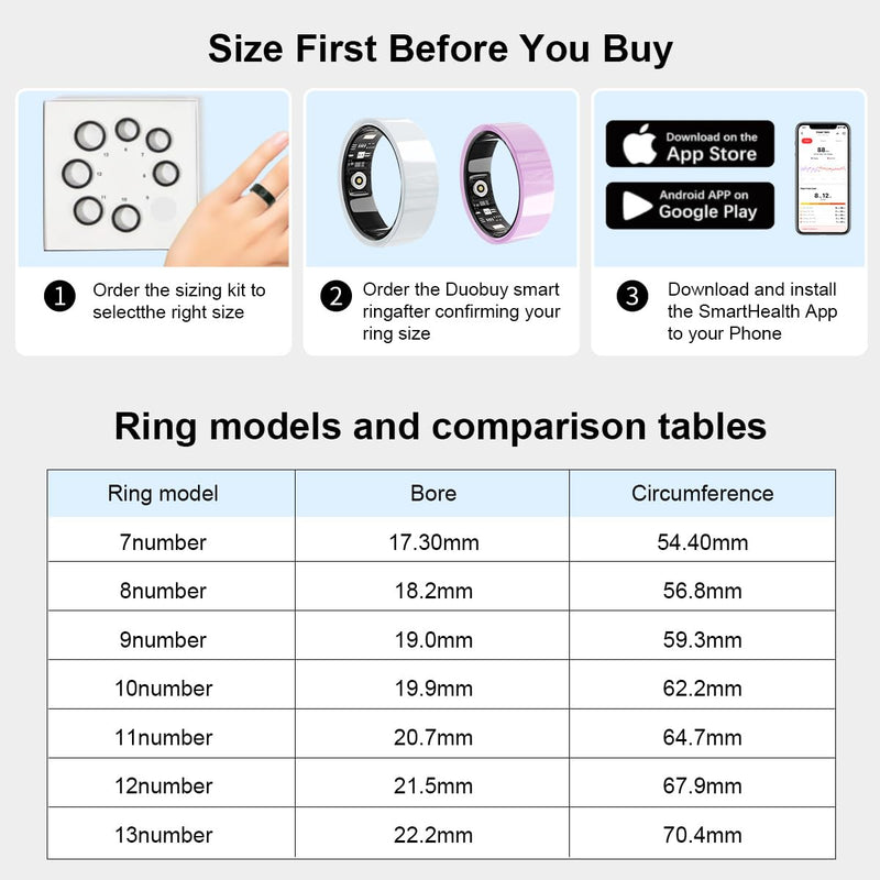 Smart Ring for Women Men Without Subscription Ceramic Design Health Tracking smart Ring for Sleep, Heart Rate, Stress & Activity Tracking (White, 9) White