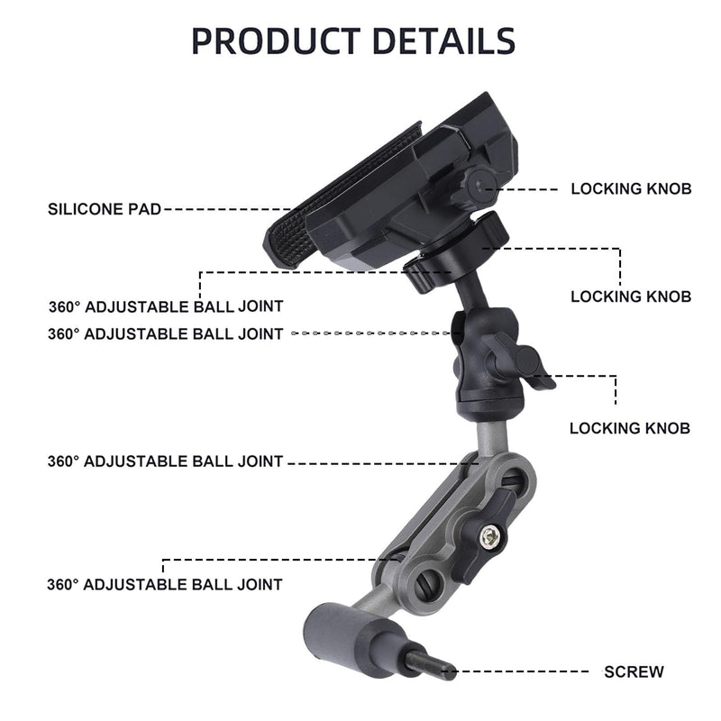 Car Grab Handle Phone Holder, Metal Universal A Pillar Mount for All Smartphones 360 Rotation (A Pillar Phone Mount)