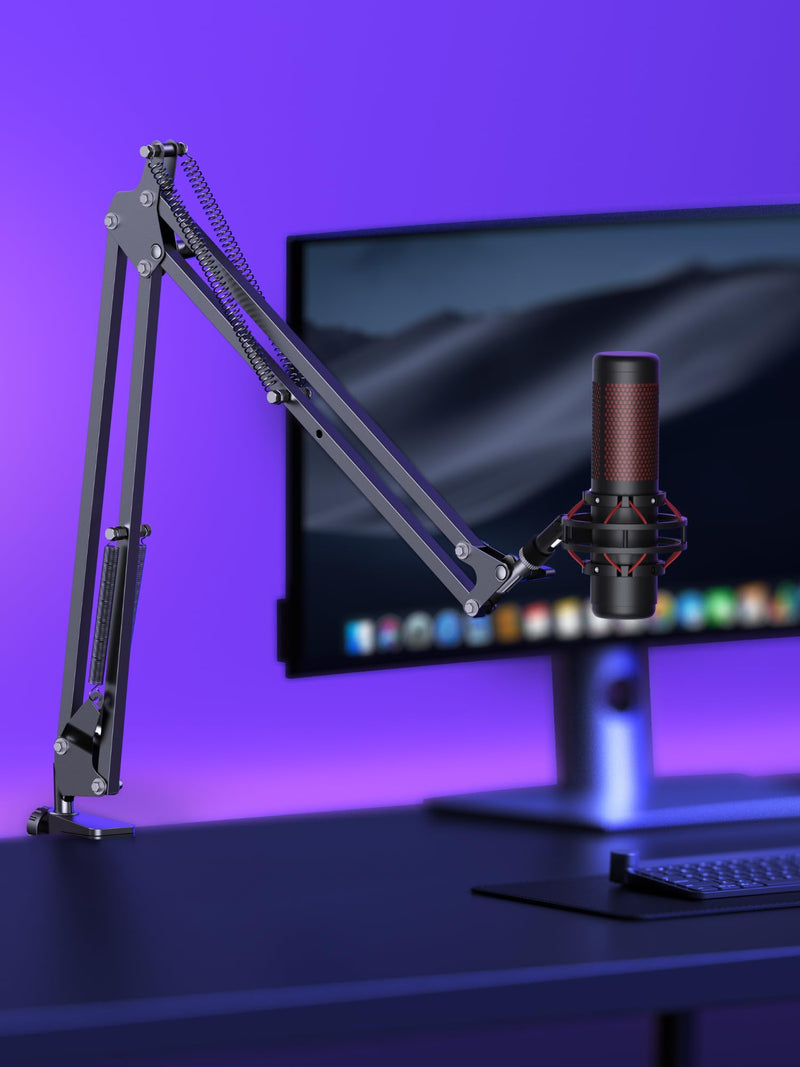 InnoGear Boom Arm Microphone Mic Stand for Blue Yeti HyperX QuadCast SoloCast Snowball Fifine Shure SM7B and other Mic, Large Black