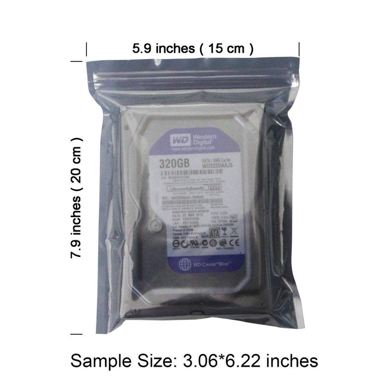 50Pcs Antistatic Resealable Bag 15X20cm/5.9X7.9inch, Premium Anti Static Bag for SSD HDD and Other Electronic Devices 50Pcs 15X20cm/5.9X7.9inches