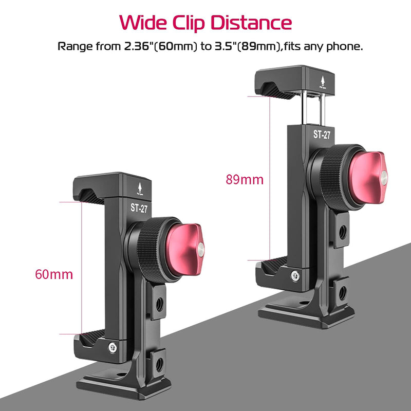 [AUSTRALIA] - ULANZI ST-27 Metal Phone Tripod Mount, 360° Phone Holder for Tripod w 3 Cold Shoes & Arca Port, Versatile Smartphone Adapter for iPhone 17 16 15, Desktop Tripods, and Live Streaming/Vlogging Setup 