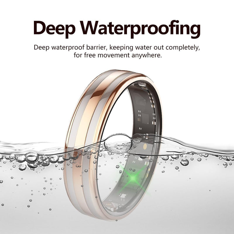 Smart Ring Ultra Narrow Heart Rate Monitor Slim Comfortable Sleep Ring Health Fitness Tracker Pedometer Step Counter Calories Waterproof Ladies Smart Rings for Women Men Anillo Inteligente Rose Gold #8