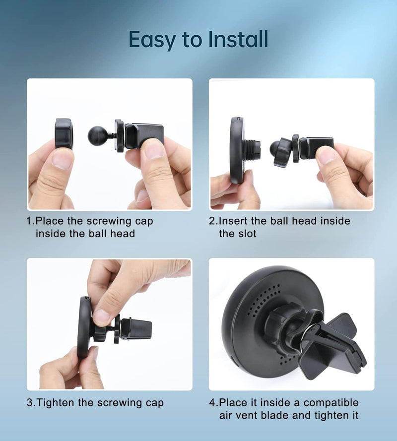 Magnetic Wireless Car Charger Mount Compatible with Magsafe iPhone 15/ iPhone 14/iPhone 13, Fast Charging Air Vent Magnet Accessories Car Phone Holder Gray