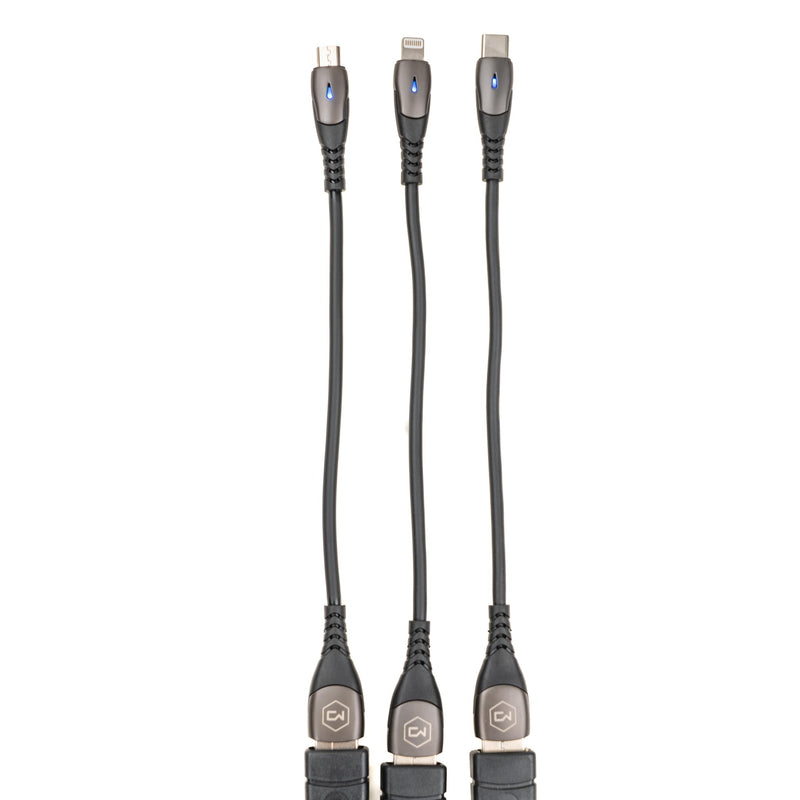 Mission Darkness USB Cable Set – UL-Certified Shielded Cables for Digital Forensics & RF-Shielded Enclosures – Includes USB-A, USB-C, Micro USB, Lightning-Compatible, Extension Cables & Zipper Pouch