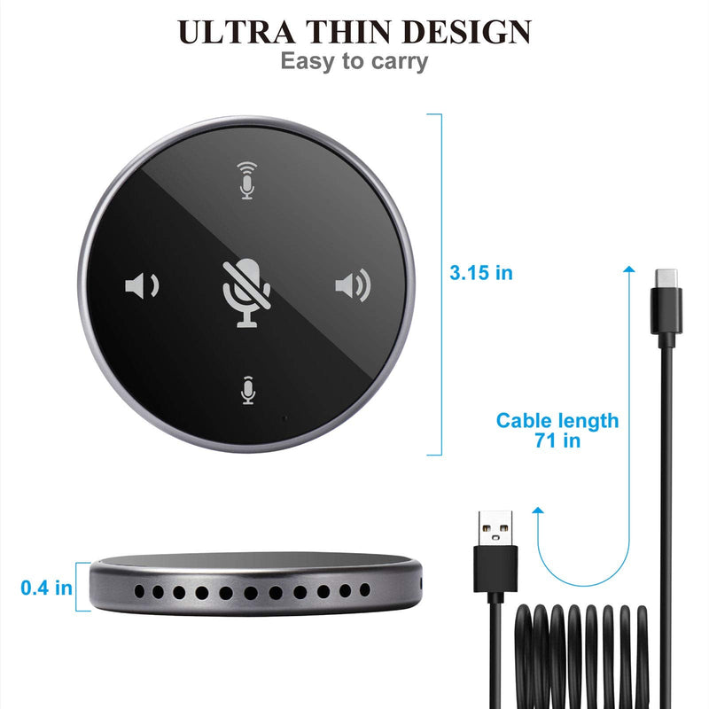 [AUSTRALIA] - Upgrated USB Conference Microphone with Speaker,Laptop Omnidirectional Computer Mic with Touch-Sensor to Mute/Volume,for Zoom Meetings,Skype,VoIP Call,Interview,Christmas Stocking Stuffers Gifts Touch Screen with Speaker 