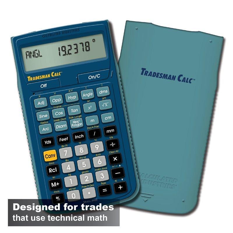 Calculated Industries 4400 TradesmanCalc Technical Trades Dimensional Trigonometry and Geometry Math and Conversion Calculator Tool for Tech Students, Welders, Metal Fabricators, Engineers, Draftsmen Small | Technical Trades, Dimensional Trigonometry a...