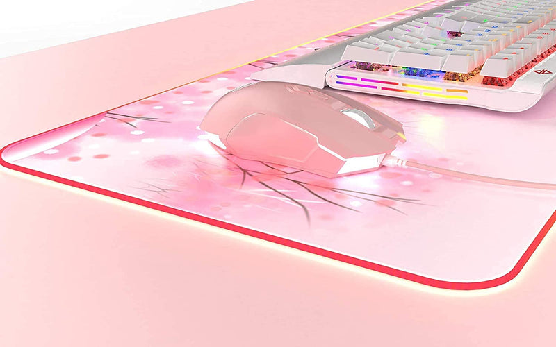 Lomiluskr AJ52 Gaming Mouse Wired, 7 Programmable Buttons, Computer Mice with RGB LED Backlit, 200-4800 DPI Adjustable,for Windows/Mac OS/Linux (Pink) Pink