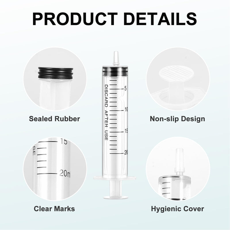 Pack of 10 20 ml Colostrum Syringe, Plastic Syringe with Blunt Needle, Reusable Syringes with Cap for Measuring Liquids, Scientific Laboratories, Pet Feeding, Industry