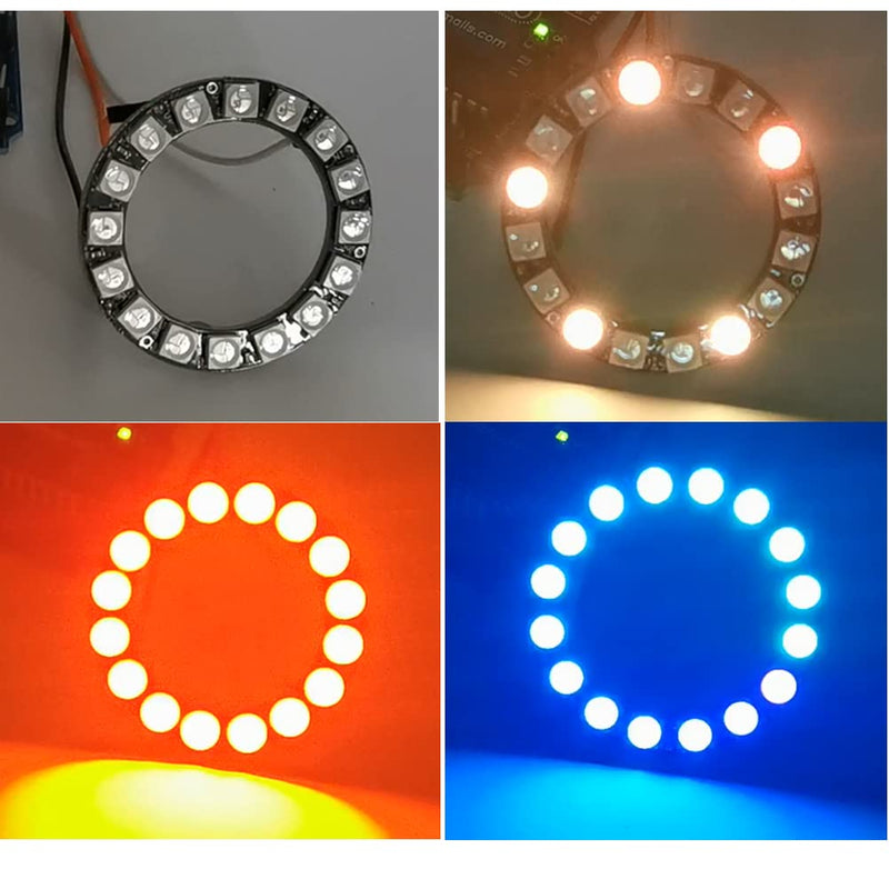 [AUSTRALIA] - 16 Bits WS2812 RGB LED Ring 16 X WS2812B 5050 Full Dream Color Light LED ith Integrated Drivers Individual Addressable for Arduino Raspberry Pi ESP32 (Pack of 2pcs) 