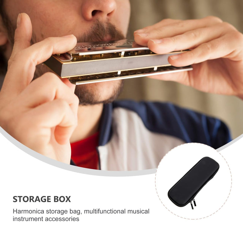 [AUSTRALIA] - Single Harmonica Case Storage Bag: Harmonica Carrying Case Hard Shell Zipper Pouch Musical Instrument Accessories 