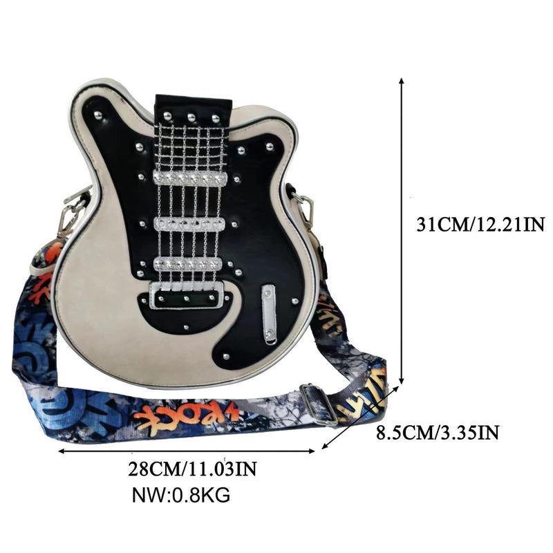 Men and Women Music Violin Guitar Shaped Crossbody Shoulder Bag Backpack Handbag PU Leather Unique Novelty Guitar Purse Blue