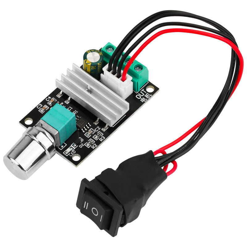 DC Motor Speed Controller - PWM 6V/12V/24V/28V/3A/80W Speed Adjustable Reversible Switch 1203BB DC Motor Driver for Fan, DC Motor, Fish Tank Oxygen Pumpt 6-28V 3A
