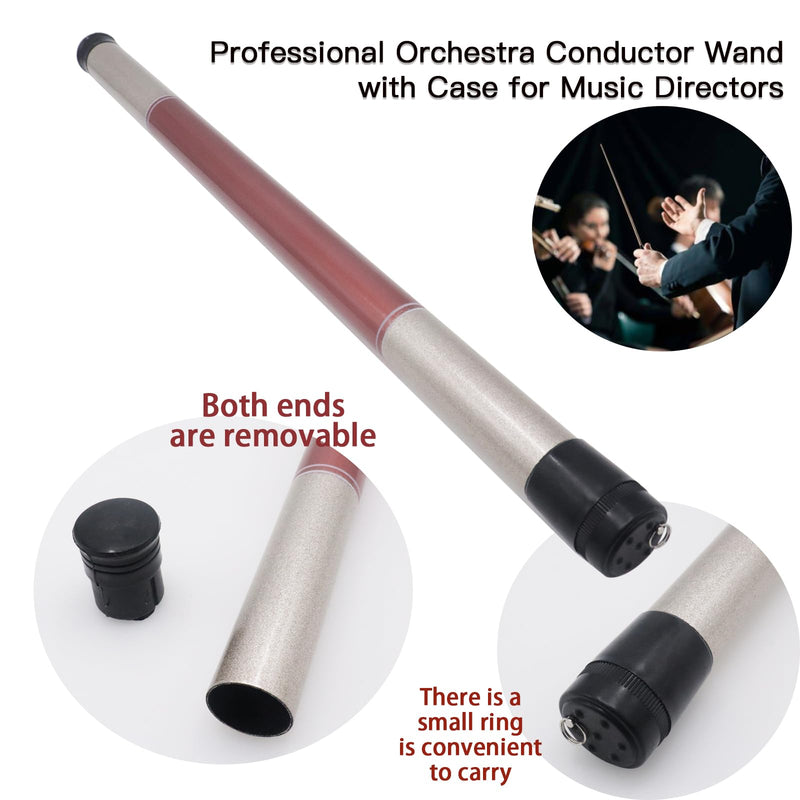 15 Inch Lightweight Wood Handle Conducting Baton, Professional Orchestra Conductor Wand with Case for Music Directors, Choral Symphony & Band Leaders Black Rosewood