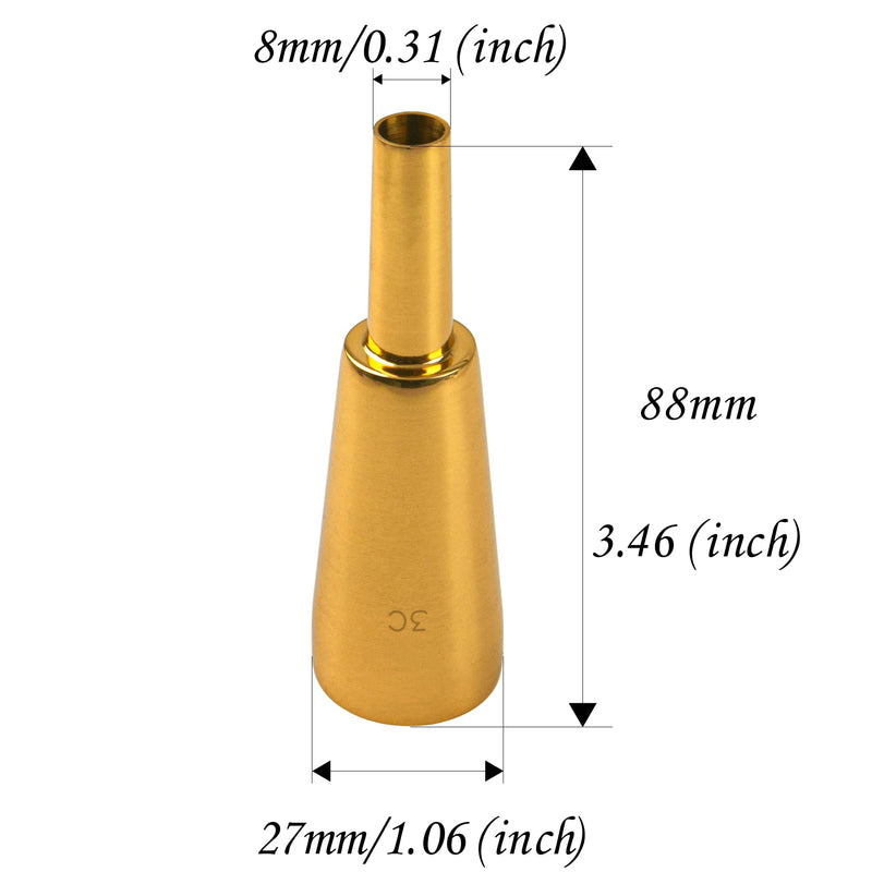 1Pcs Yootones 9.8mm Outer Diameter 3C Heavy-Duty Trumpet Mouthpiece Compatible with Trumpet Accessories (Gold) Gold