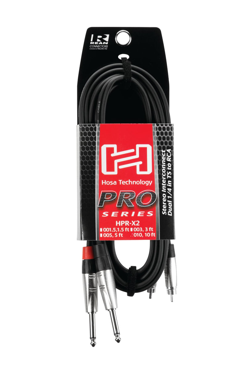 Hosa HPR-005X2 Pro Stereo Interconnect, Dual REAN 1/4 Inch TS to RCA, 5 Feet