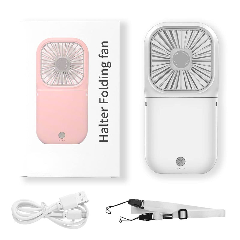 AICase Handheld Portable Mini Fan Small Battery Operated Fan 6 in 1 Personal Fan 3000 mAh USB Rechargeable,3 Speed Adjustable,Neck lanyard for Office Outdoor Travel Neck lanyard white
