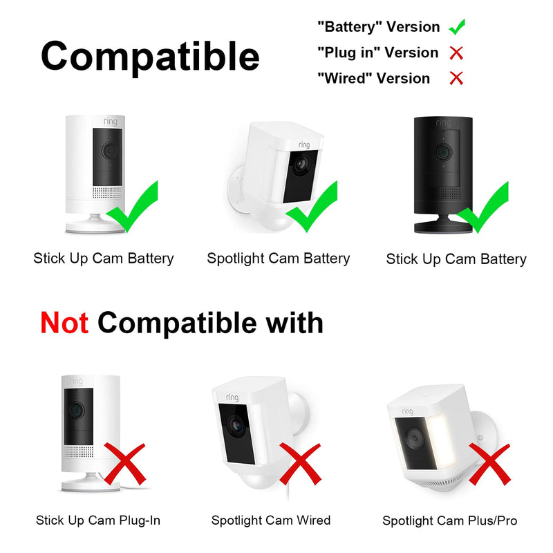 Solar Panel Charger for Ring Camera, Compatible with Ring Stick Up Cam Battery, Ring Spotlight Cam Battery, Not for Spotlight Plus/Pro, Waterproof, 6W Fast Charging, DC3.5mm Plug (White) White