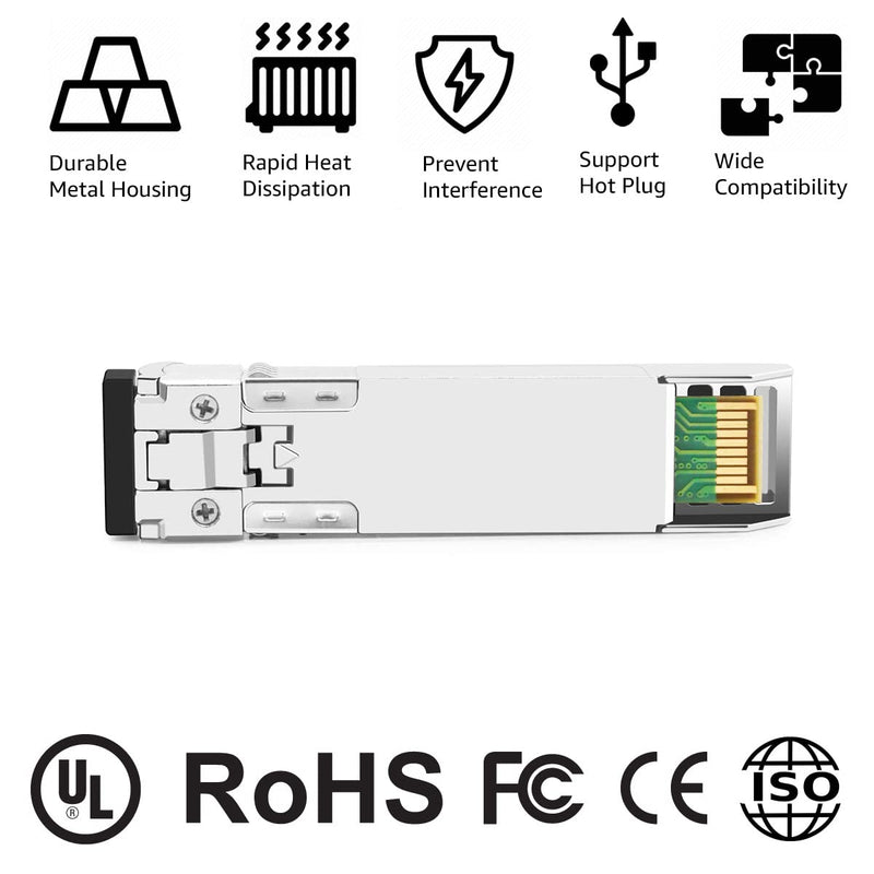10GBASE-LR SFP+ Optical Transceiver Module Compatible with Juniper QFX-SFP-10GE-LR EX-SFP-10GE-LR SRX-SFP-10GE-LR 10G SFP+ LR 1310nm 10km DDM Duplex LC SMF 10GBASE-LR: 10km for Juniper 1
