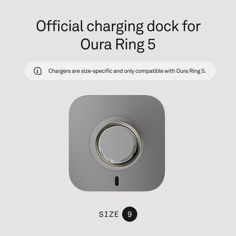 Oura Ring 5 Official Charging Dock - Size 9 | Additional Charger, USB-C Cord Compatible