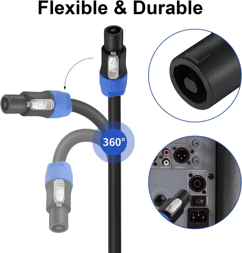 EBXYA 3 Feet Speakon Speaker Cable 12 Gauge(AWG) - Premium Speakon to Speakon Audio Cable Cord with NL4FX (NL4FC) Connector - 4 Conductor 3 Feet /1 Meter
