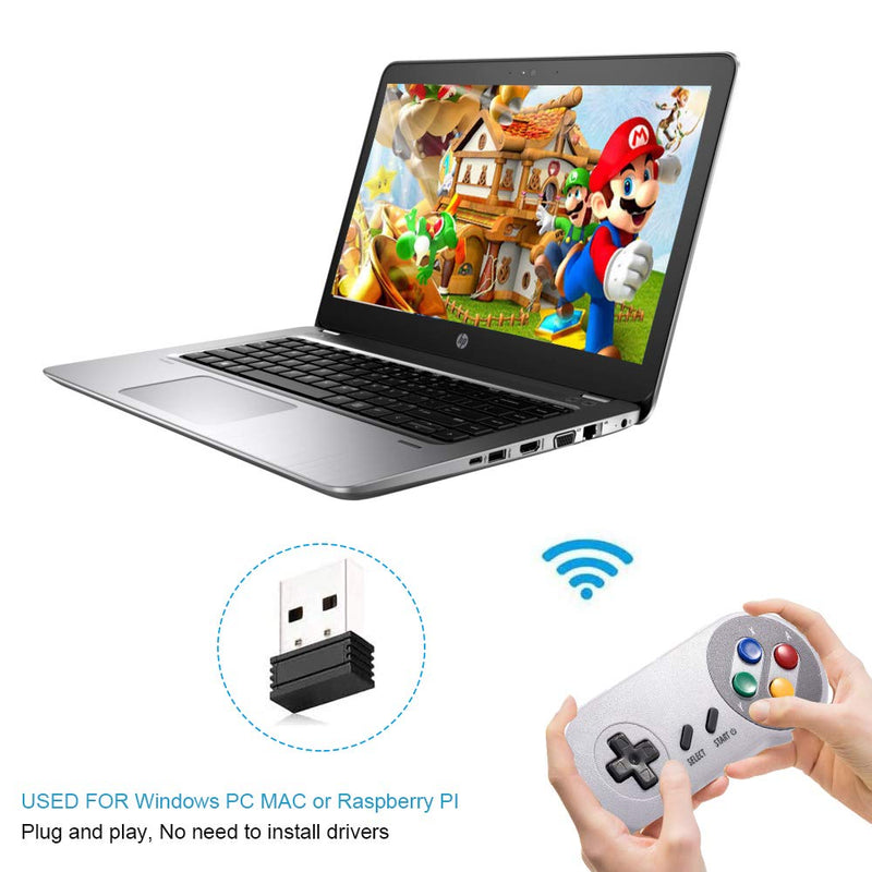Retro Wireless SNES USB Controller, kiwitatá Rechargeable SNES Classic USB PC Game Pad Emulator Controller for Windows PC MAC,Raspberry PI