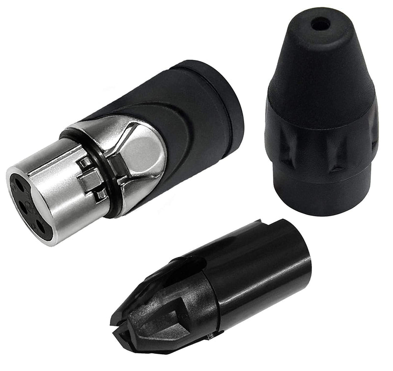 WORLDS BEST CABLES 2 Units - 6 Inch - Canare L-4E6S, Star Quad Balanced Male to Female Microphone Cables with Amphenol AX3M & AX3F Silver XLR Connectors - Custom Made