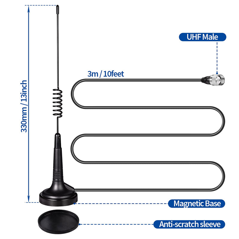 Bingfu CB Antenna 27MHz CB Radio Antenna Magnetic Base Handheld CB Antenna PL259 & BNC Male Compatible with Cobra Midland Uniden Maxon President Vehicle Car Truck Mobile CB Radio Handheld CB Radio