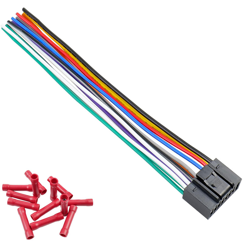 16Pin Radio Wire Harness Compatible with Kenwood ISO Stereo Wiring Harness Plug, Fit for KDC KRC Car Radio Adapter Non AMP
