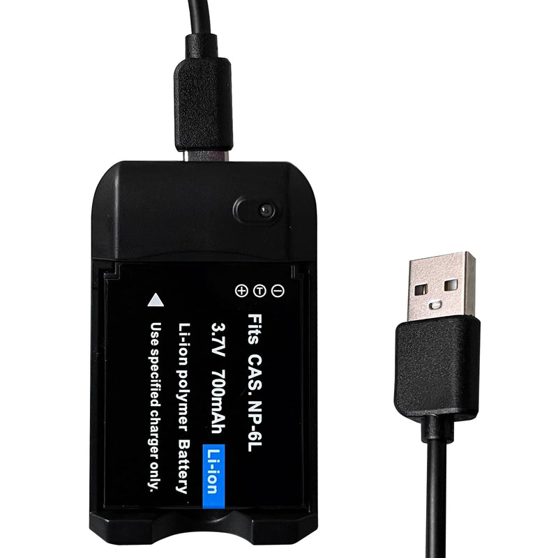 Digital Camera Battery Charger and 3.7V 700mAh NP-6L Rechargeable Lithium Battery (NP-6L Battery Charger)