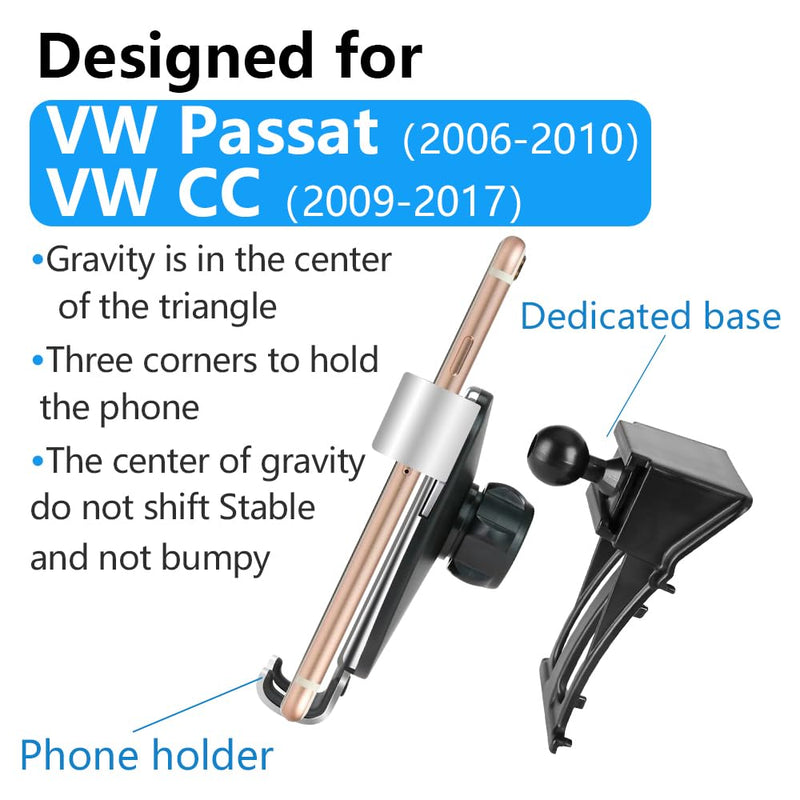 Car Phone Holder for Volkswagen VW Passat 2006-2010 and Volkswagen CC 2009-2017 Auto Interior Accessories Best Cell Phones Mount Cellphone Mobile Cradle Charging Navigation Bracket Screen Stand for VW Passat 2006-2010 and VW CC 2009-2017