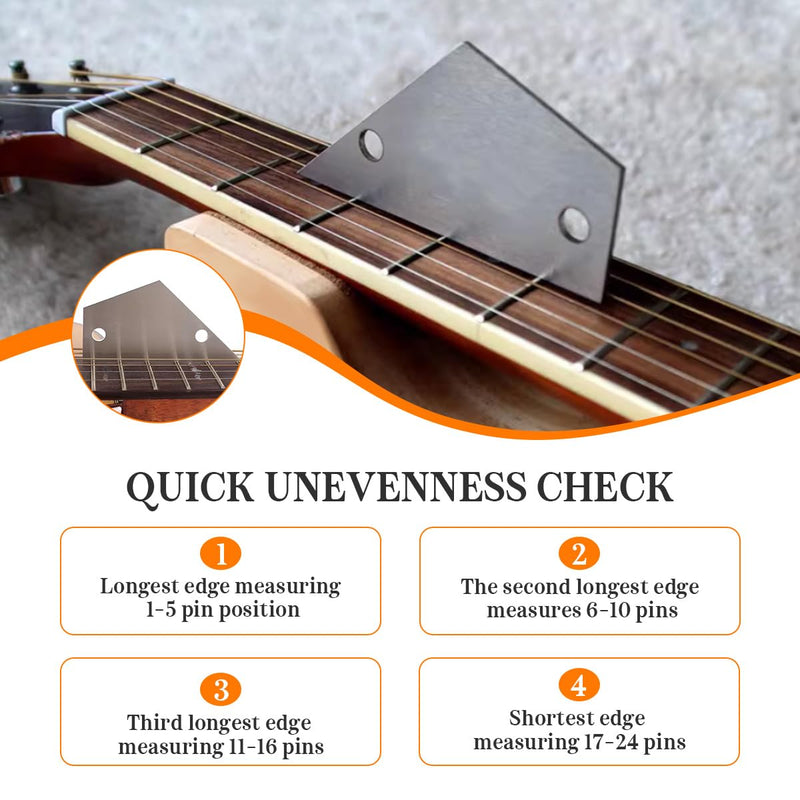 Guitar Neck Notched Straight Edge Luthiers Tool with Guitar Fret File, Fret Rocker, Fingerboard Guards Protectors and Grinding Stones for Gibson 24.75" and Fender 25.5" Electric Guitars
