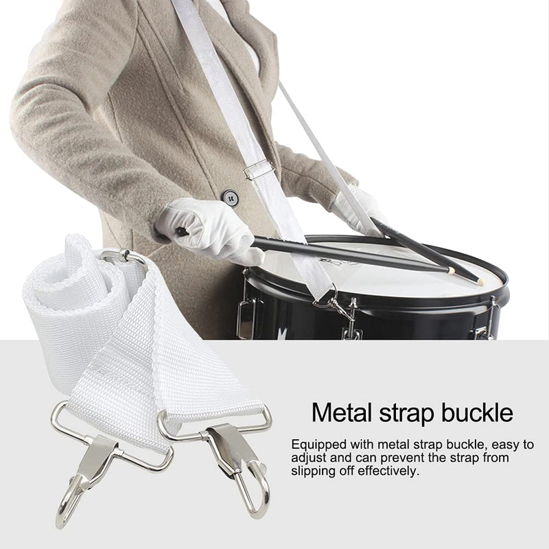 Snare Drum Strap, Adjustable Nylon Snare Drum Shoulder Sling Strap Belt Hand Drum Sling Comfort Percussion Instrument Belt, White