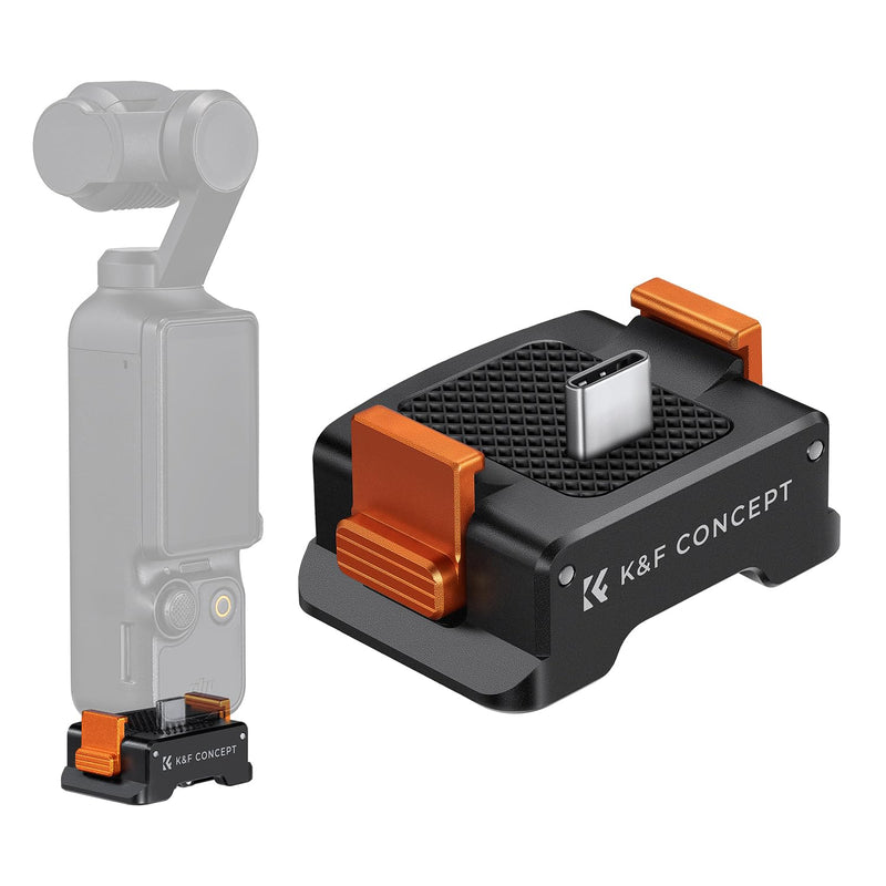 [AUSTRALIA] - K&F Concept Charging Adapter Base for DJI Osmo Pocket 3, Desktop Type-C Charging Dock Fit Arca-Swiss Standard, with 1/4 Screw Hole/Folding Finger, Aluminum Alloy Bracket 