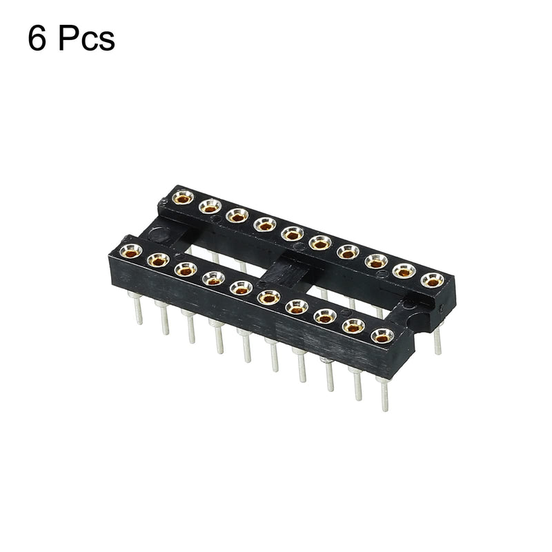 sourcing map DIP IC Chip Socket Adapter Flat Pin 20P 2.54 mm Pitch IC Socket for PCB Board Chip, 6 Pack