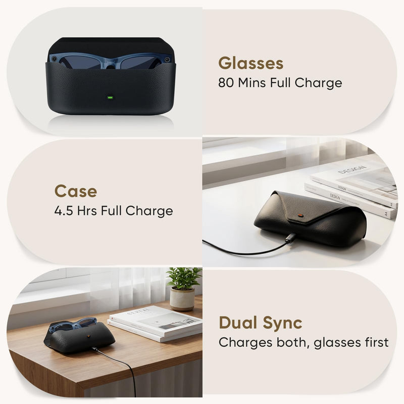 Smart AI Glasses Charging Case Compatible with Ray-Ban Meta Wayfarer/Skyler/Headliner, Oakley Meta HSTN Replacement Charging Station LED Indicator