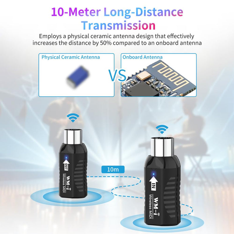 [AUSTRALIA] - Wireless MIDI Adapter Rechargeable Audio Transmitter Receiver 2.4GHz Ultra-Low Latency Built-in Silent Portable MIDI Connector for Wind Instruments Guitar Digital Piano Keyboard 