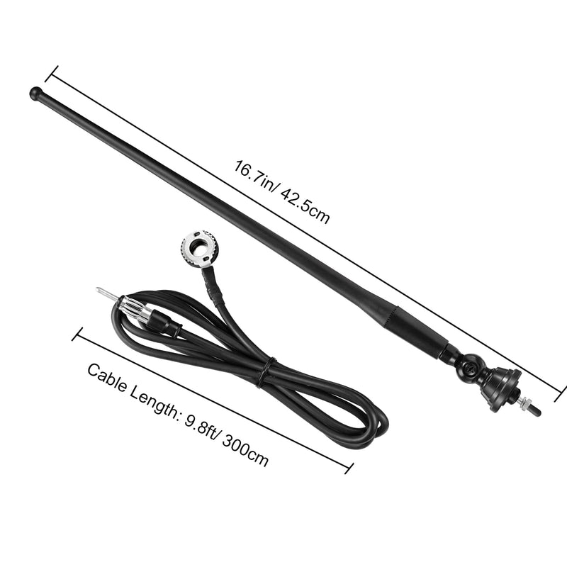 Eightwood Marine Boat Radio Antenna 16 Inch Rubber Duck Flexible Mast FM AM Stereo Antennae for Boat Car RV Motorhome ATV UTV Tractor Motorcycle Yacht 16in radio antenna