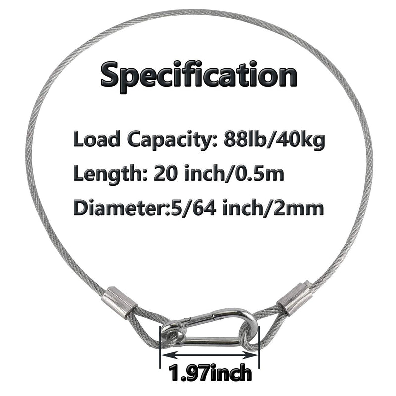 5 Pack Stage Light Safety Cable Stainless Steel Security Wire for Lighting, Luggage, Garage Goor, Camera Silver 5/64in * 20in